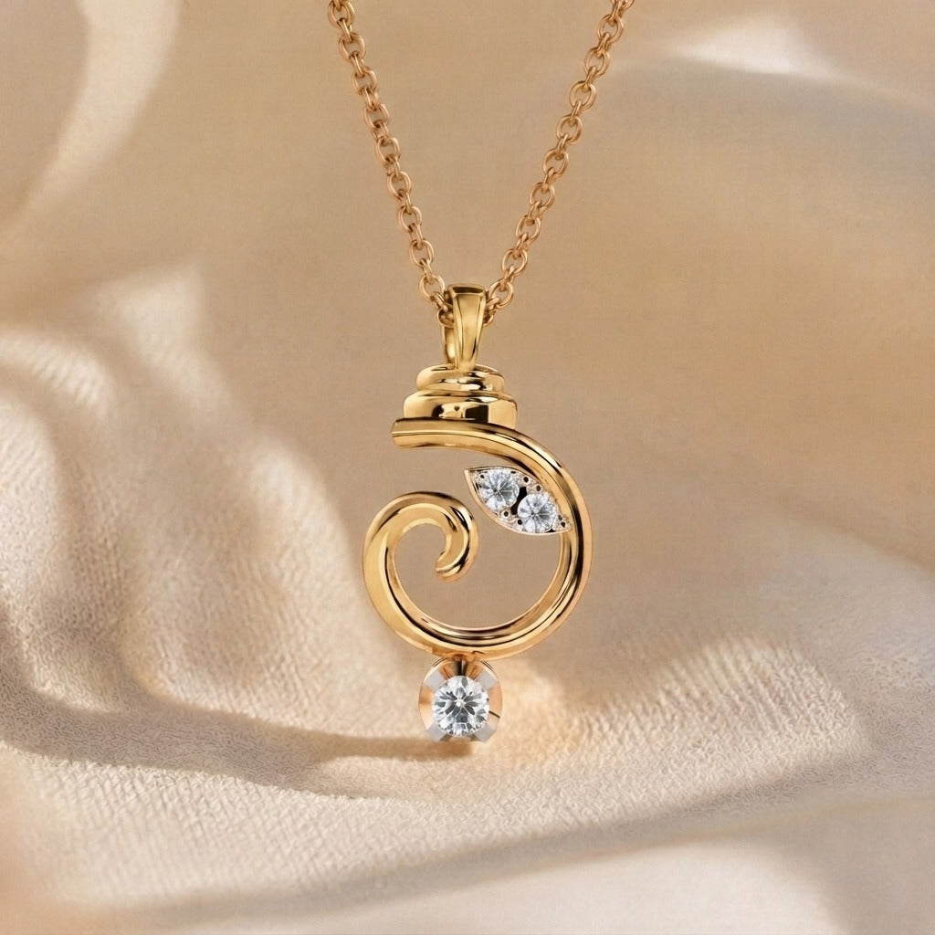 SPARQ Spiritual Ganesha Diamond Solitaire Pendant in Gold Plated