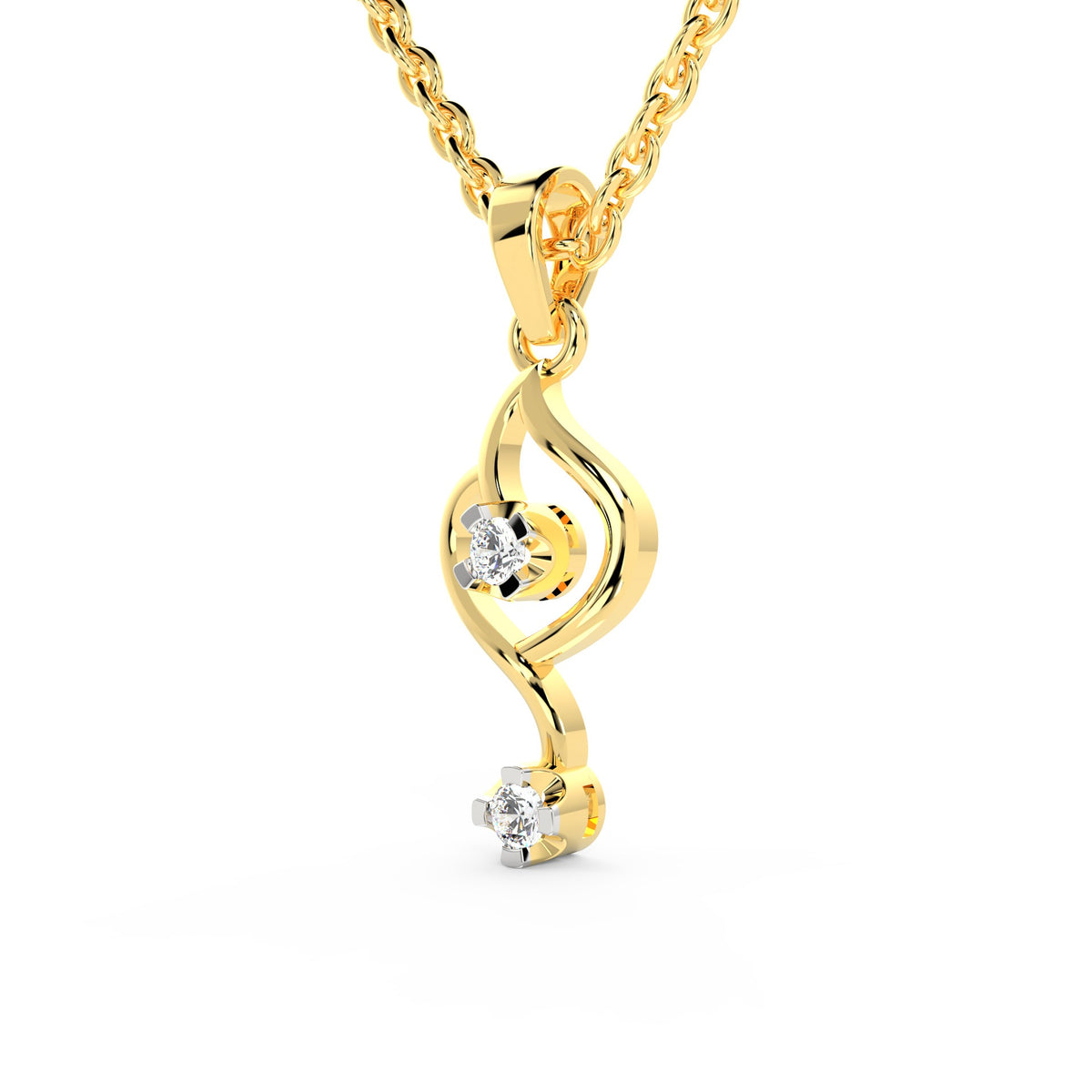 SPARQ 2-Stone Wave Diamond Pendant in Gold Plated