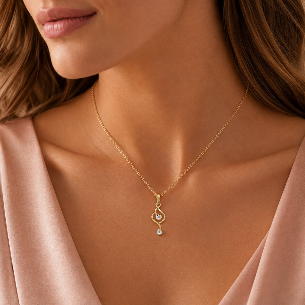 SPARQ 2-Stone Wave Diamond Pendant in Gold Plated