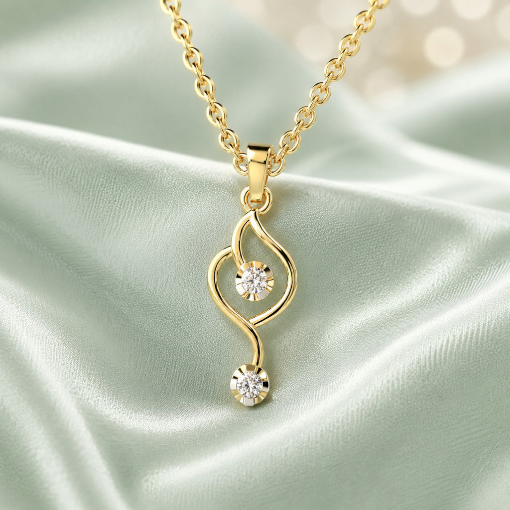 SPARQ 2-Stone Wave Diamond Pendant in Gold Plated