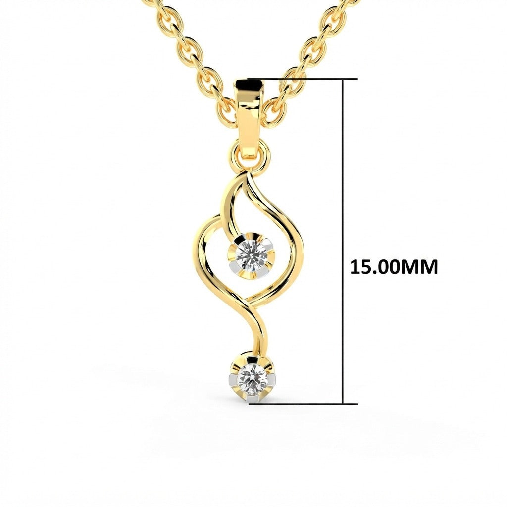 SPARQ 2-Stone Wave Diamond Pendant in Gold Plated