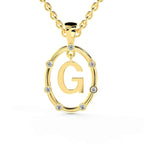 SPARQ Oval Diamond Frame Letter 'G' Gold Pendant in Gold Plated