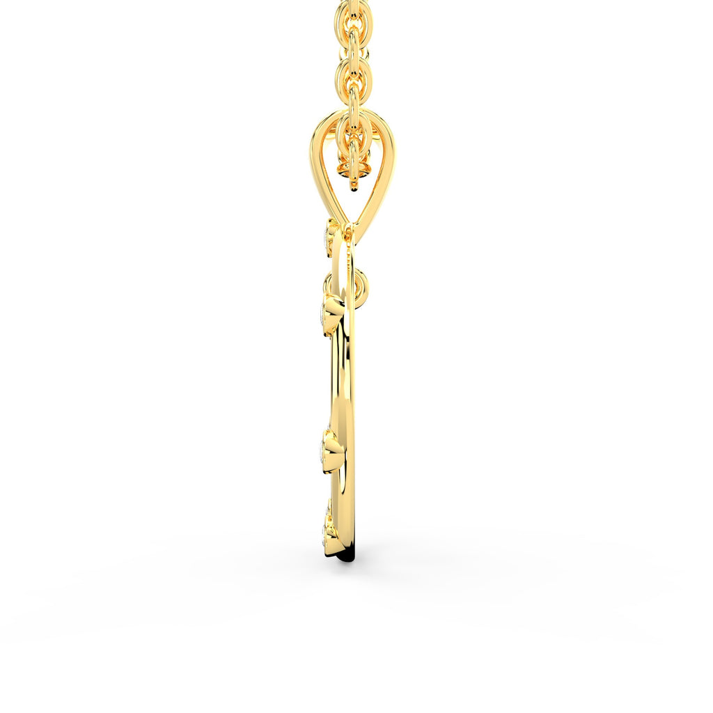 SPARQ Oval Diamond Frame Letter 'G' Gold Pendant in Gold Plated