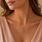 SPARQ Oval Diamond Frame Letter 'G' Gold Pendant in Gold Plated