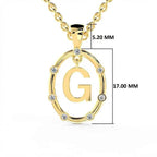 SPARQ Oval Diamond Frame Letter 'G' Gold Pendant in Gold Plated