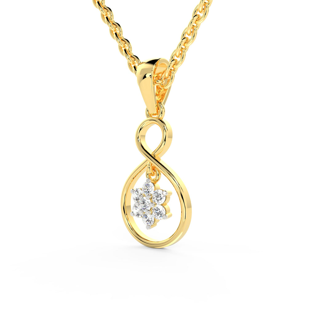 SPARQ Infinity Floral Diamond Drop Pendant in Gold Plated
