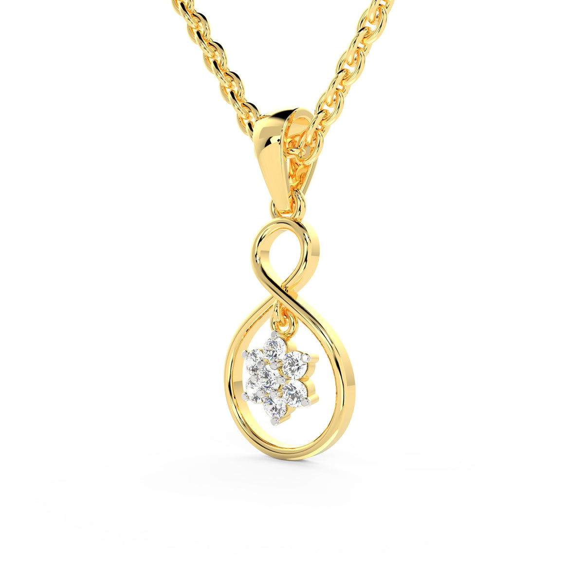 SPARQ Infinity Floral Diamond Drop Pendant in Gold Plated