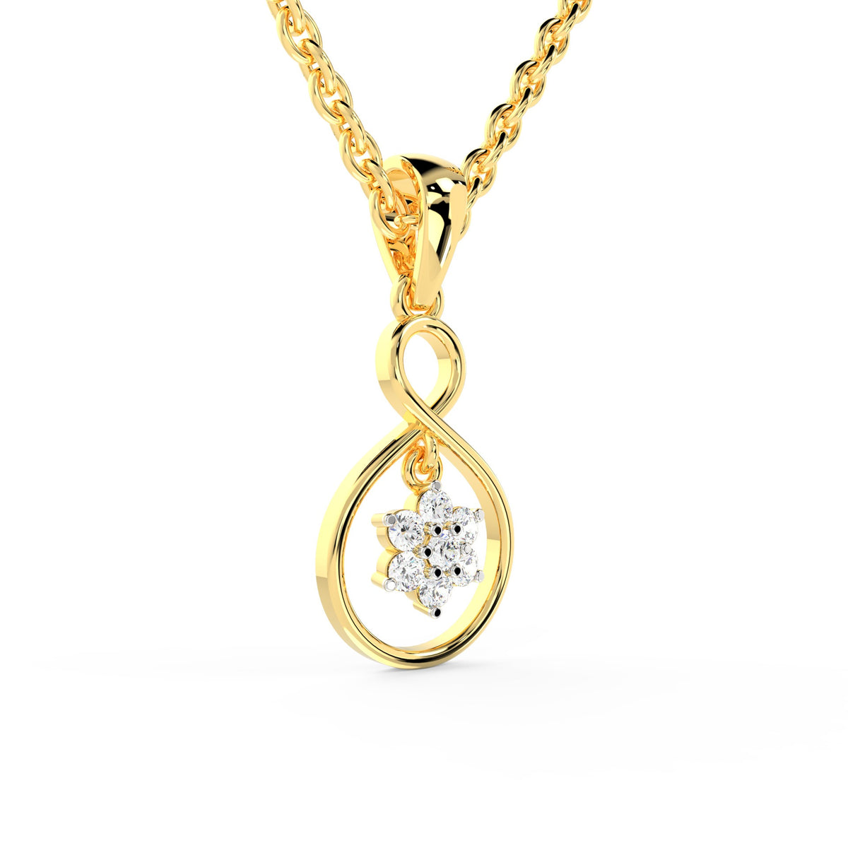 SPARQ Infinity Floral Diamond Drop Pendant in Gold Plated