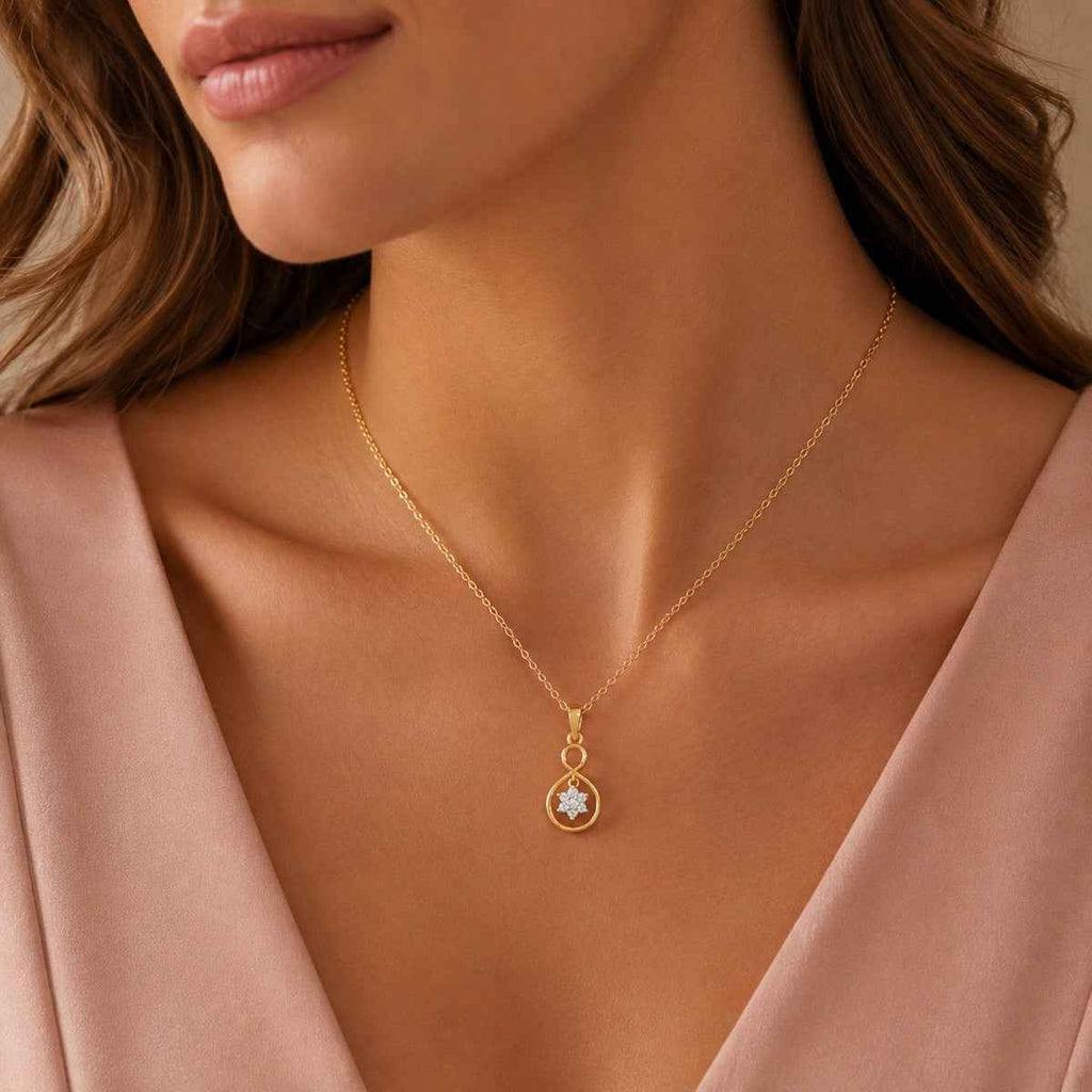SPARQ Infinity Floral Diamond Drop Pendant in Gold Plated