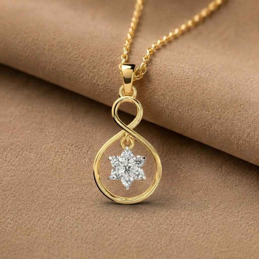SPARQ Infinity Floral Diamond Drop Pendant in Gold Plated