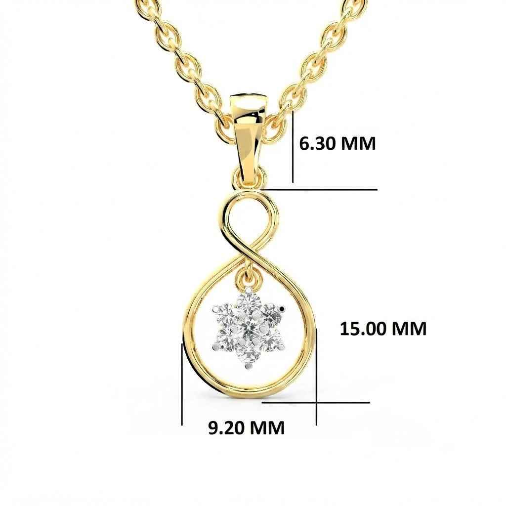 SPARQ Infinity Floral Diamond Drop Pendant in Gold Plated