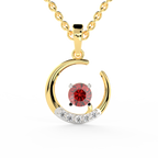 SPARQ Lab Grown Diamond Open Circle Red Stone Yellow Gold Plated Pendant