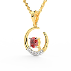 SPARQ Lab Grown Diamond Open Circle Red Stone Yellow Gold Plated Pendant