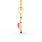 SPARQ Lab Grown Diamond Open Circle Red Stone Yellow Gold Plated Pendant
