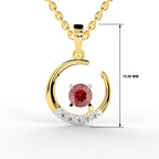 SPARQ Lab Grown Diamond Open Circle Red Stone Yellow Gold Plated Pendant