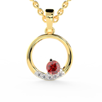 SPARQ Lab Grown Diamond Circle Round Red Stone Yellow Gold Plated Pendant