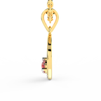 SPARQ Lab Grown Diamond Circle Round Red Stone Yellow Gold Plated Pendant