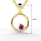 SPARQ Lab Grown Diamond Circle Round Red Stone Yellow Gold Plated Pendant