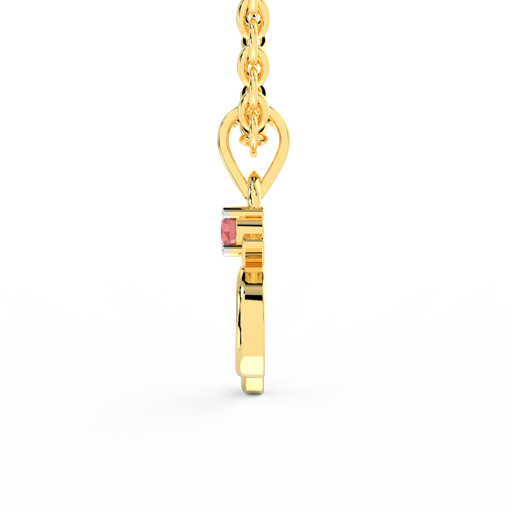 SPARQ Lab Grown Diamond Om Red Stone Yellow Gold Plated Pendant