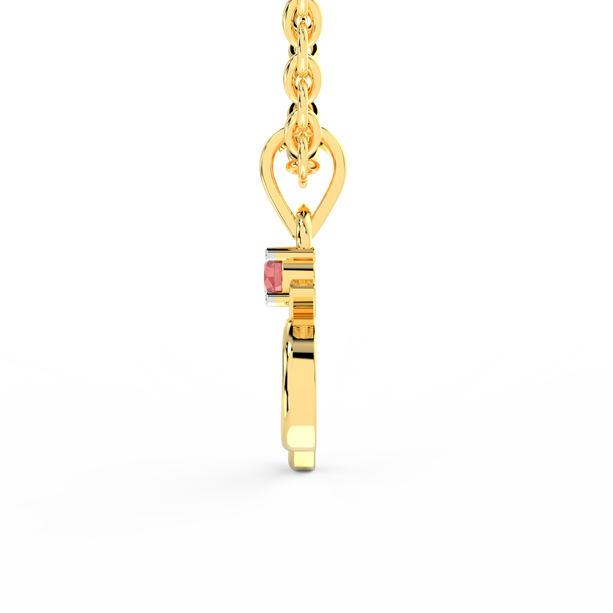 SPARQ Lab Grown Diamond Om Red Stone Yellow Gold Plated Pendant