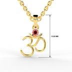 SPARQ Lab Grown Diamond Om Red Stone Yellow Gold Plated Pendant