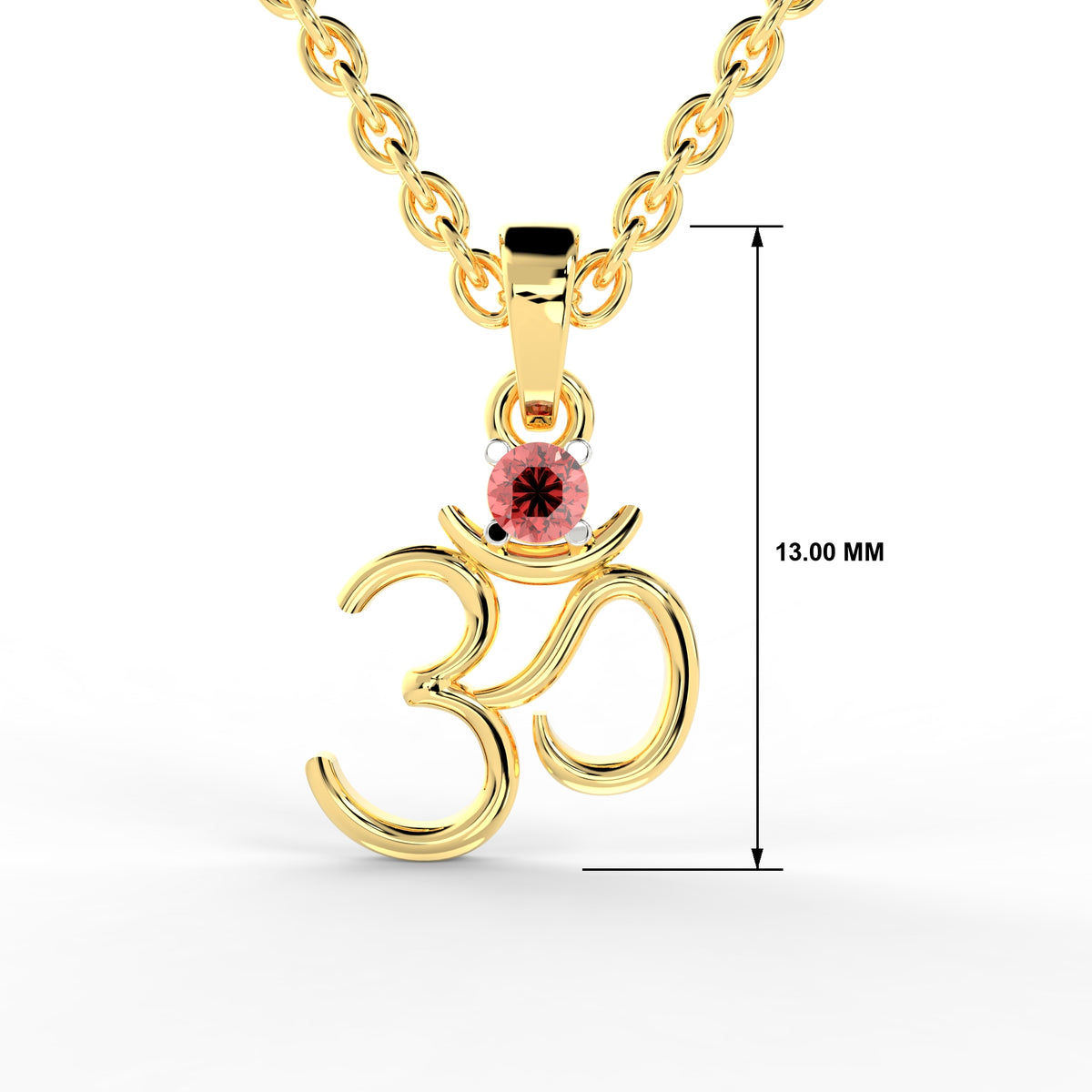 SPARQ Lab Grown Diamond Om Red Stone Yellow Gold Plated Pendant