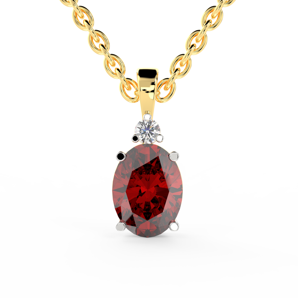 SPARQ Lab Grown Diamond Oval Red Solitaire Yellow Gold Plated Pendant