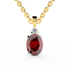 SPARQ Lab Grown Diamond Oval Red Solitaire Yellow Gold Plated Pendant