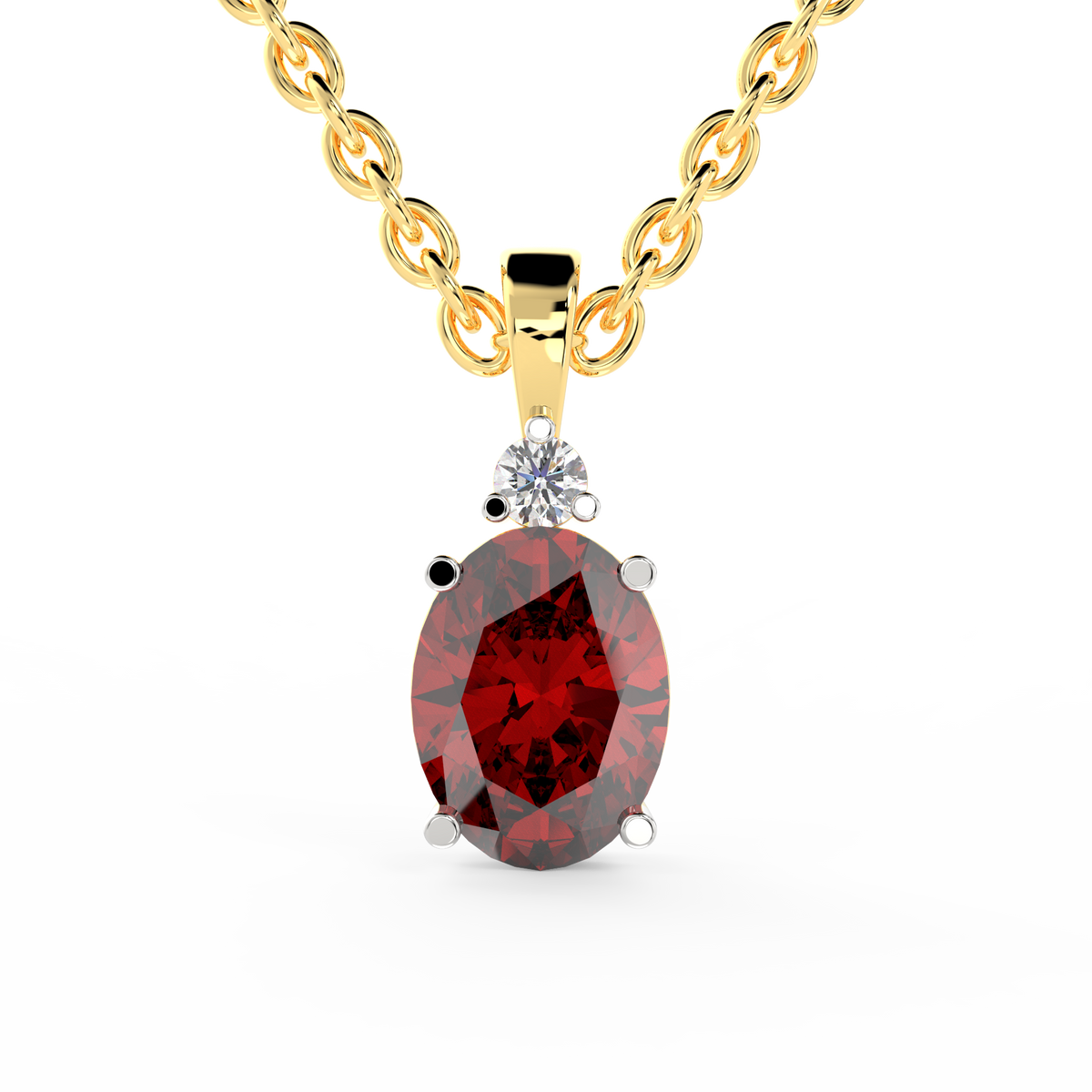 SPARQ Lab Grown Diamond Oval Red Solitaire Yellow Gold Plated Pendant