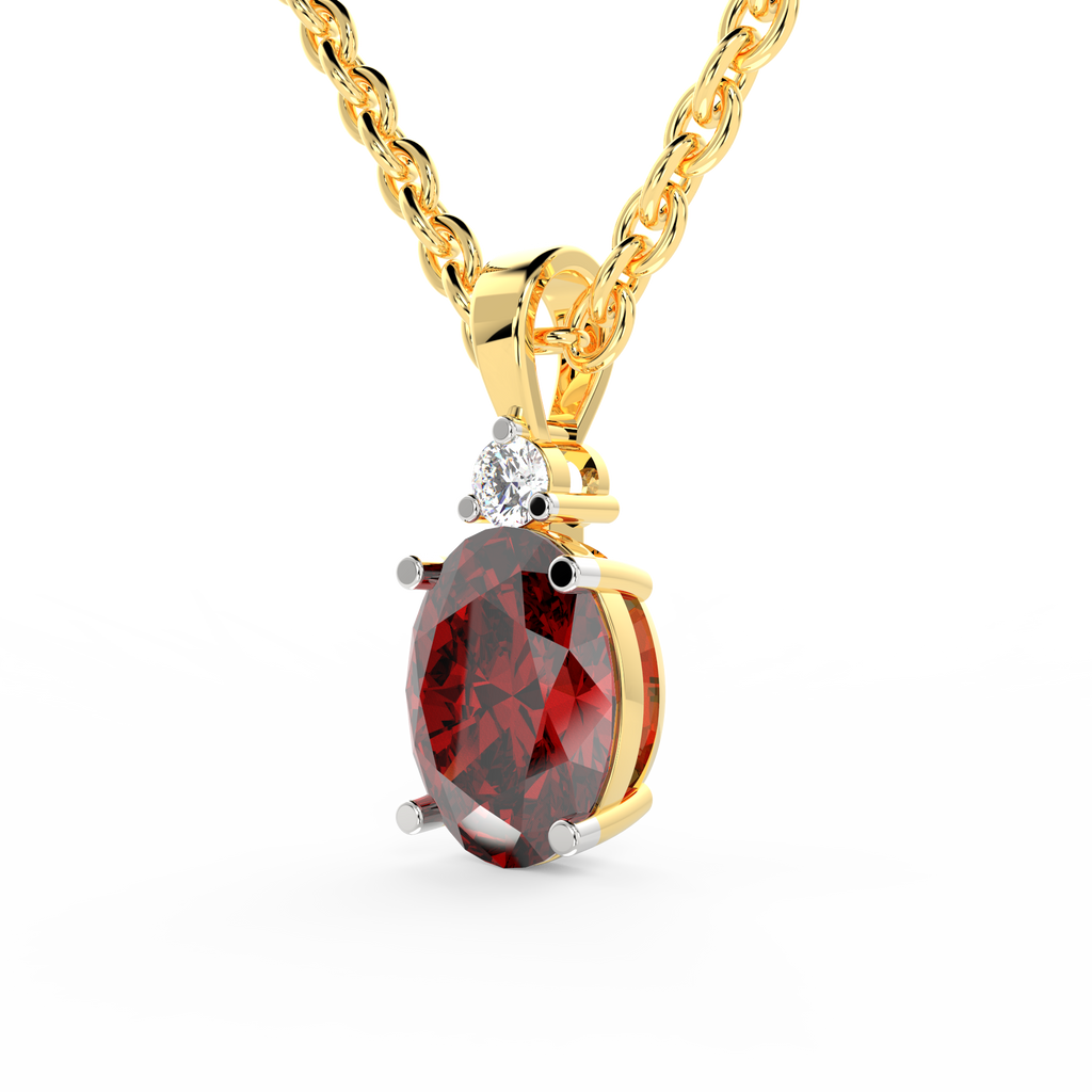 SPARQ Lab Grown Diamond Oval Red Solitaire Yellow Gold Plated Pendant