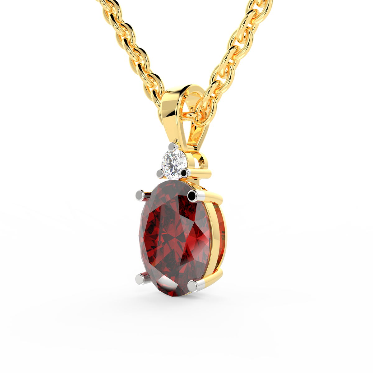 SPARQ Lab Grown Diamond Oval Red Solitaire Yellow Gold Plated Pendant