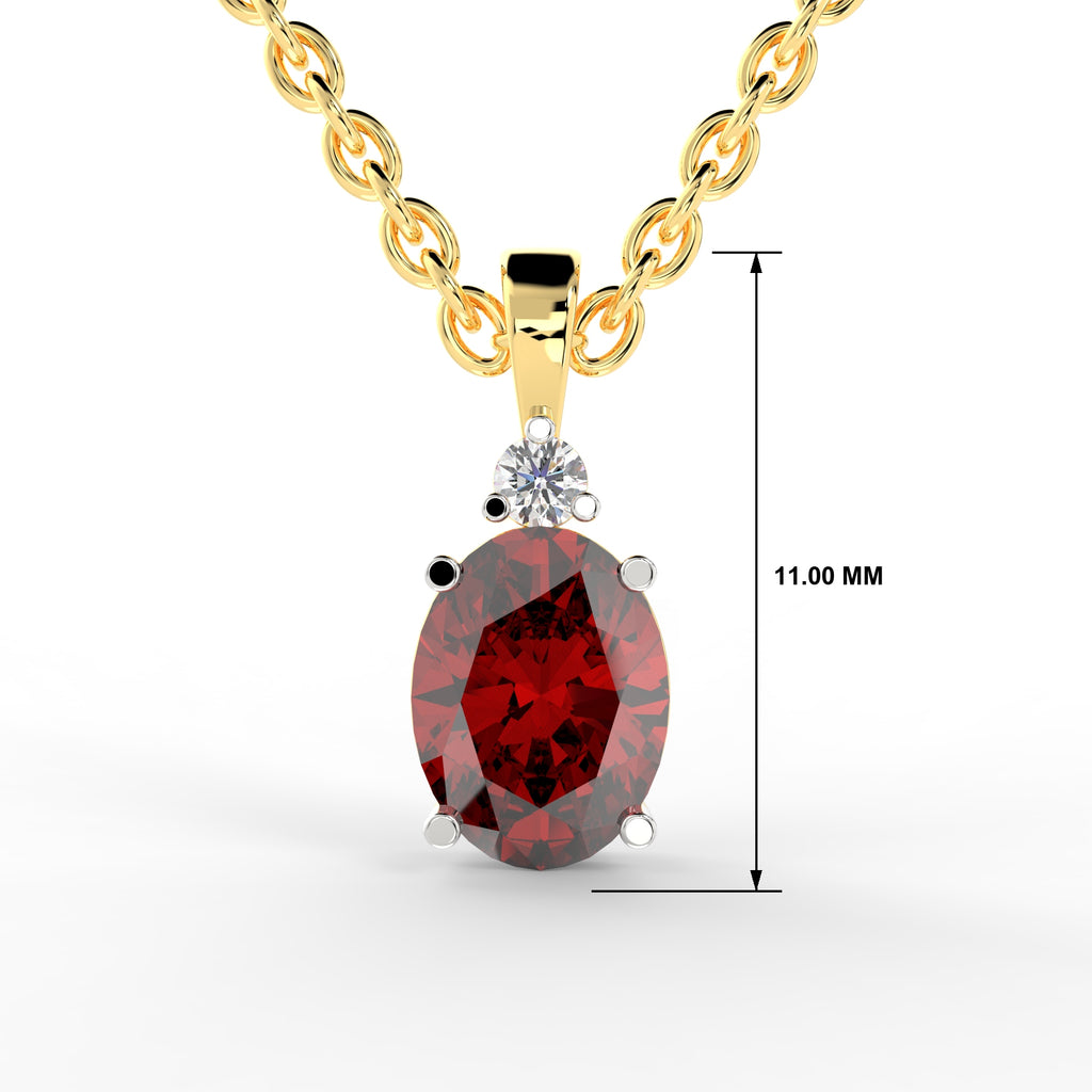SPARQ Lab Grown Diamond Oval Red Solitaire Yellow Gold Plated Pendant