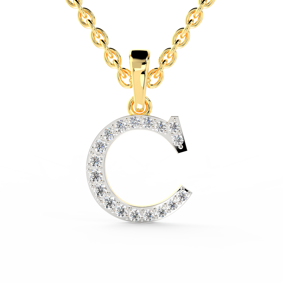 SPARQ Initial C Lab Grown Diamond Yellow Gold Plated Pendant