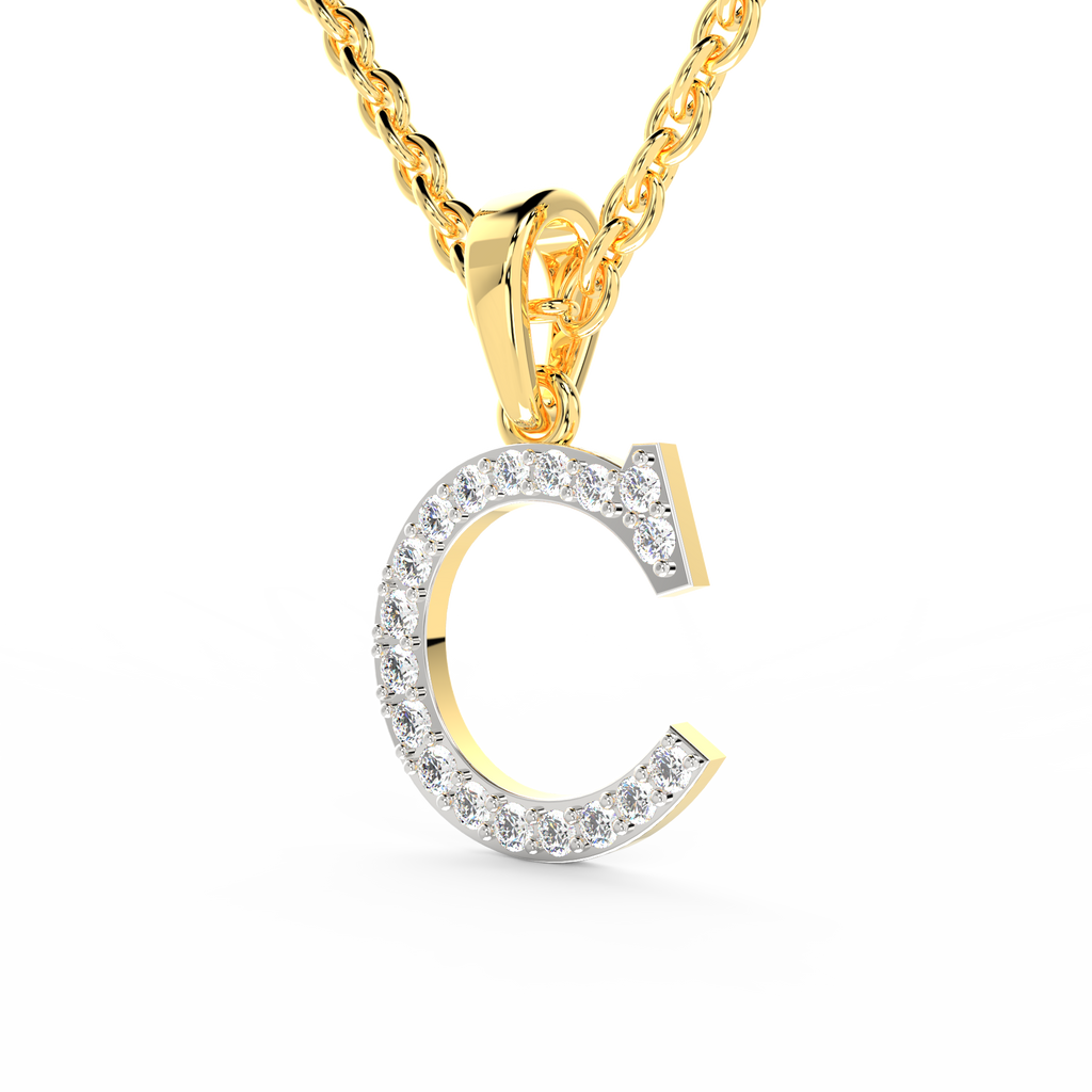 SPARQ Initial C Lab Grown Diamond Yellow Gold Plated Pendant