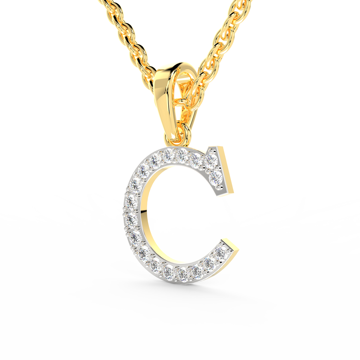 SPARQ Initial C Lab Grown Diamond Yellow Gold Plated Pendant