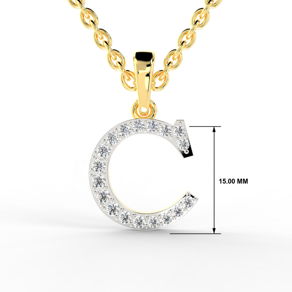 SPARQ Initial C Lab Grown Diamond Yellow Gold Plated Pendant