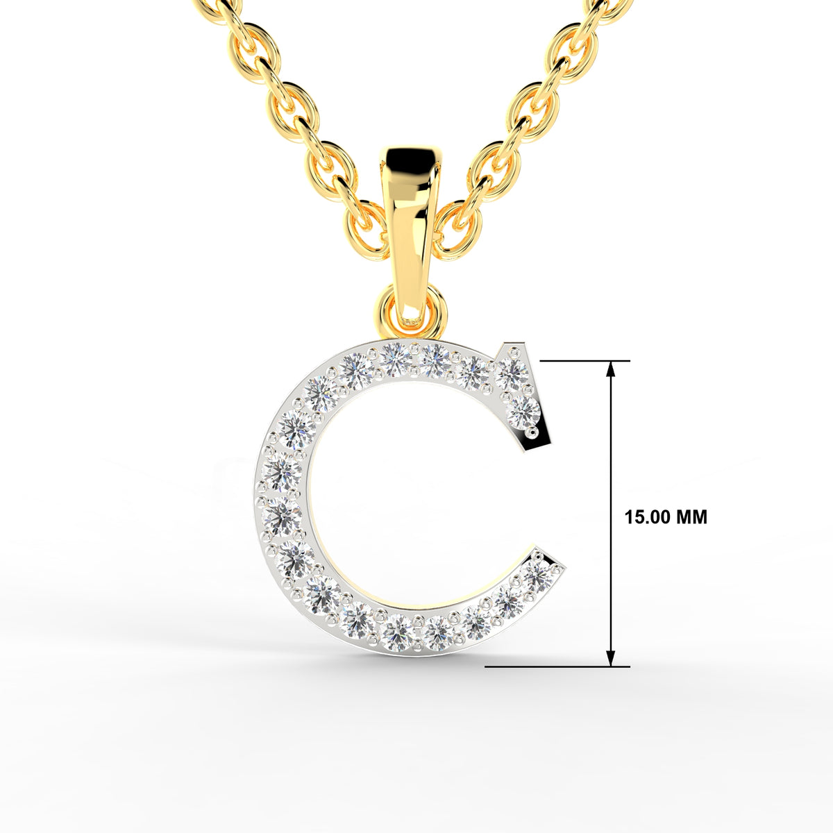 SPARQ Initial C Lab Grown Diamond Yellow Gold Plated Pendant