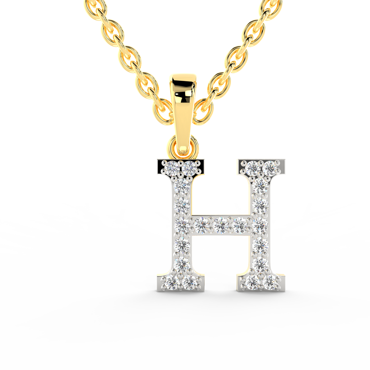 SPARQ Initial H Lab Grown Diamond Yellow Gold Plated Pendant