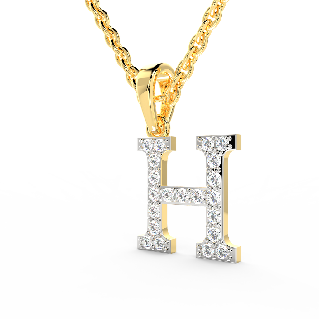 SPARQ Initial H Lab Grown Diamond Yellow Gold Plated Pendant