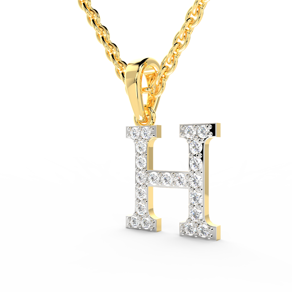 SPARQ Initial H Lab Grown Diamond Yellow Gold Plated Pendant