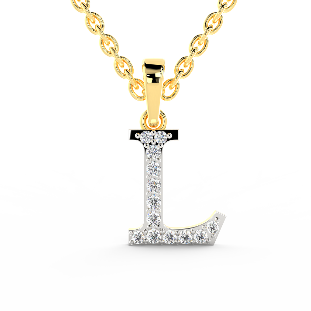 SPARQ Initial L Lab Grown Diamond Yellow Gold Plated Pendant