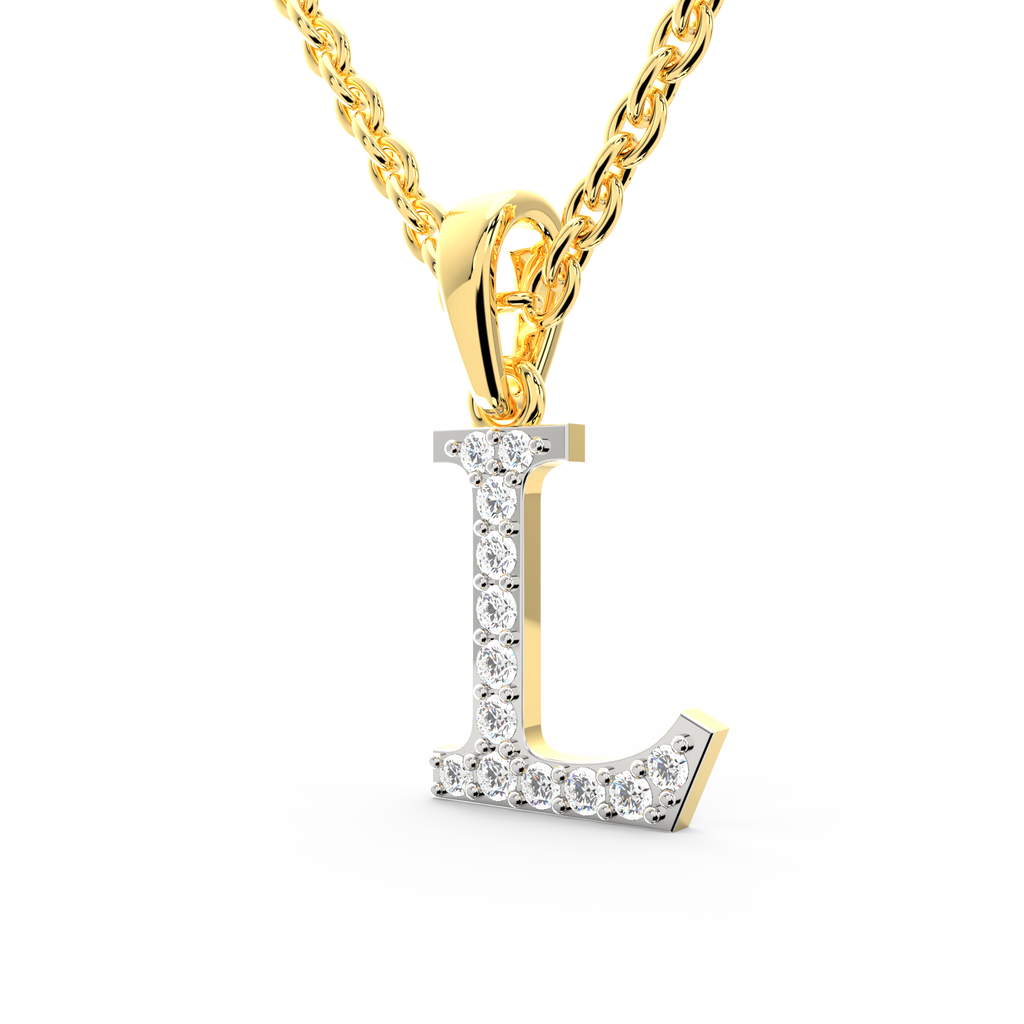 SPARQ Initial L Lab Grown Diamond Yellow Gold Plated Pendant