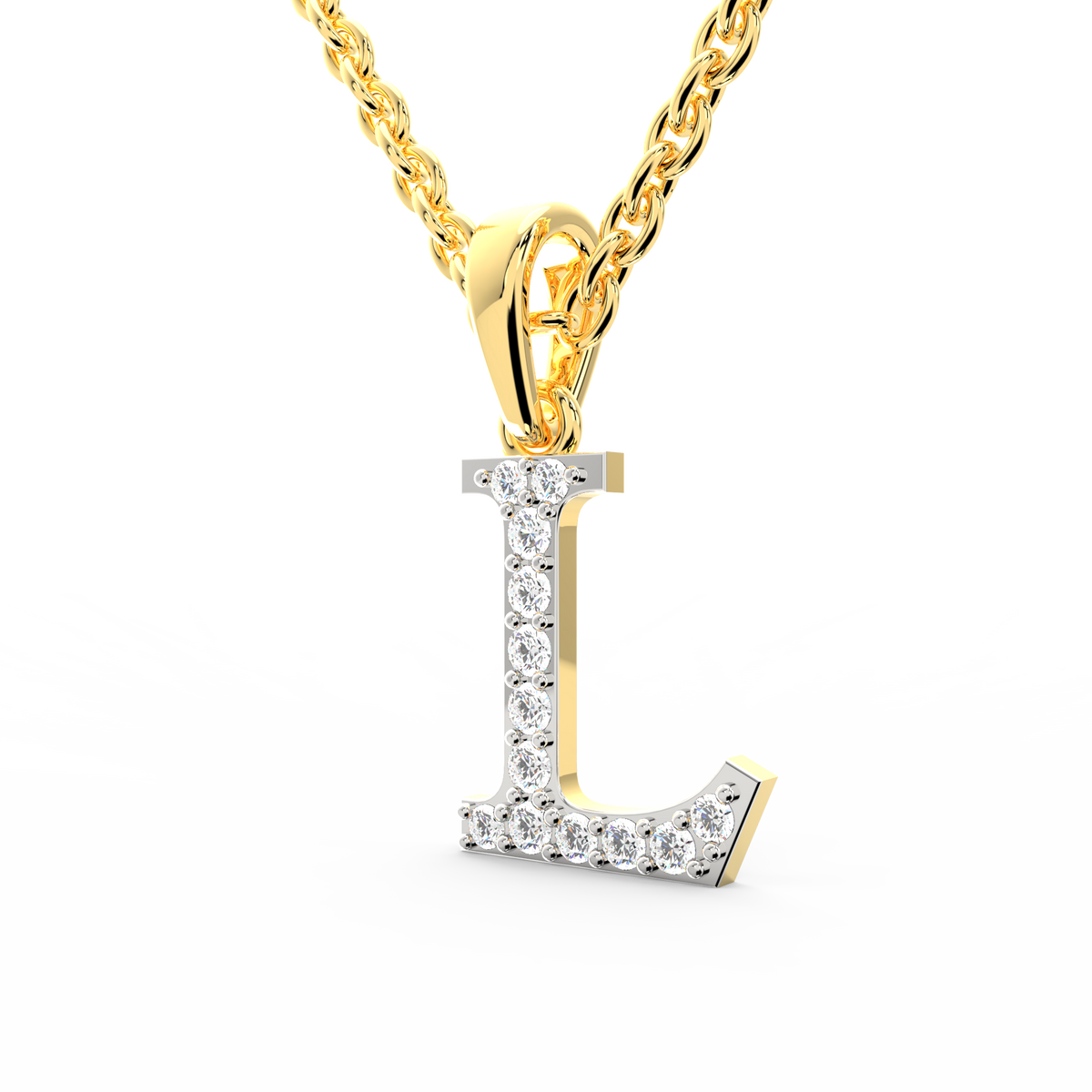 SPARQ Initial L Lab Grown Diamond Yellow Gold Plated Pendant