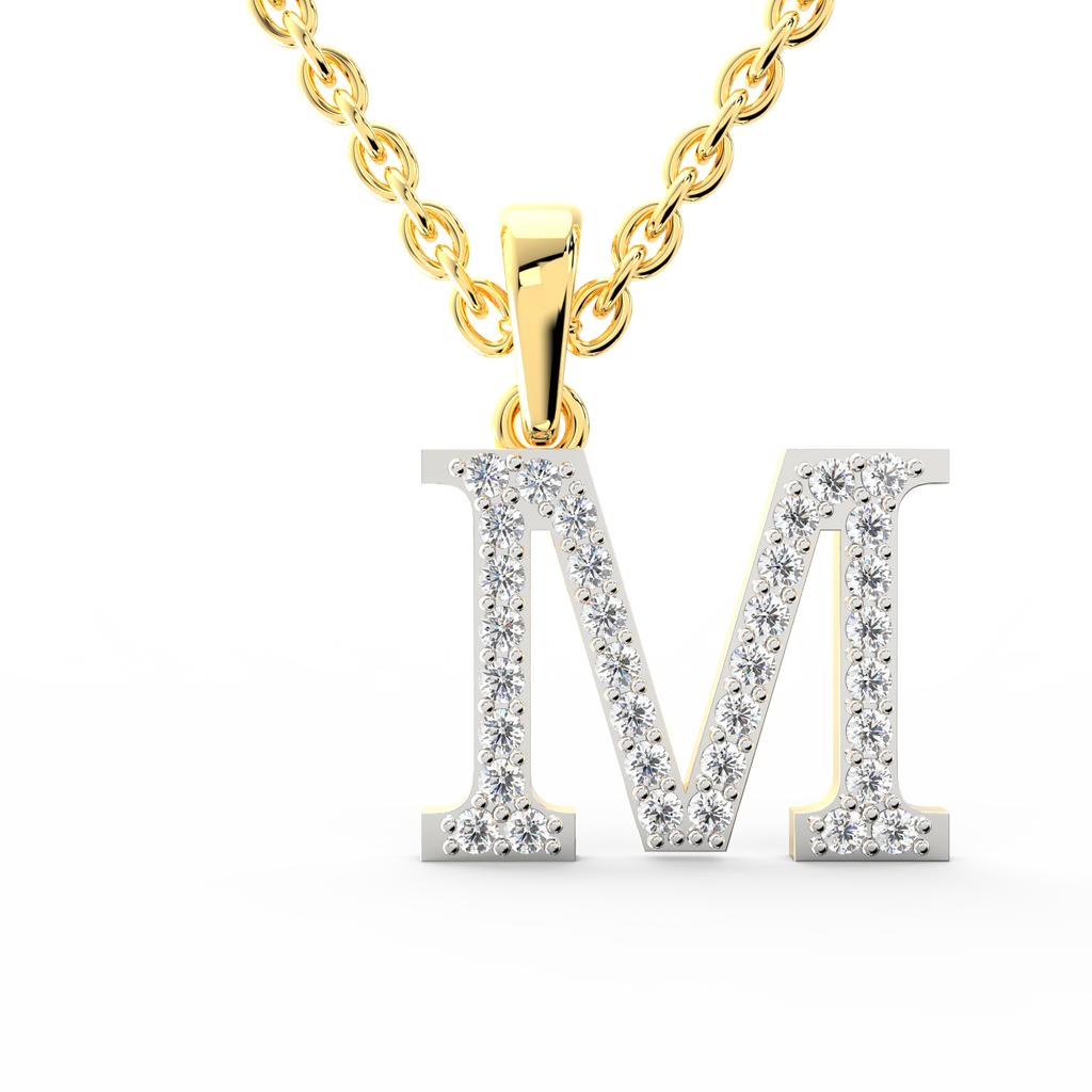 SPARQ Initial M Lab Grown Diamond Yellow Gold Plated Pendant