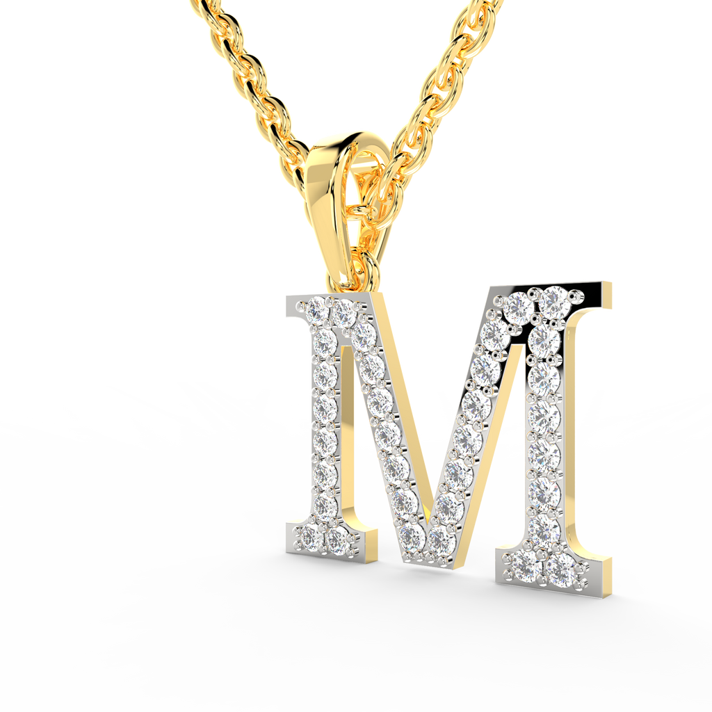 SPARQ Initial M Lab Grown Diamond Yellow Gold Plated Pendant