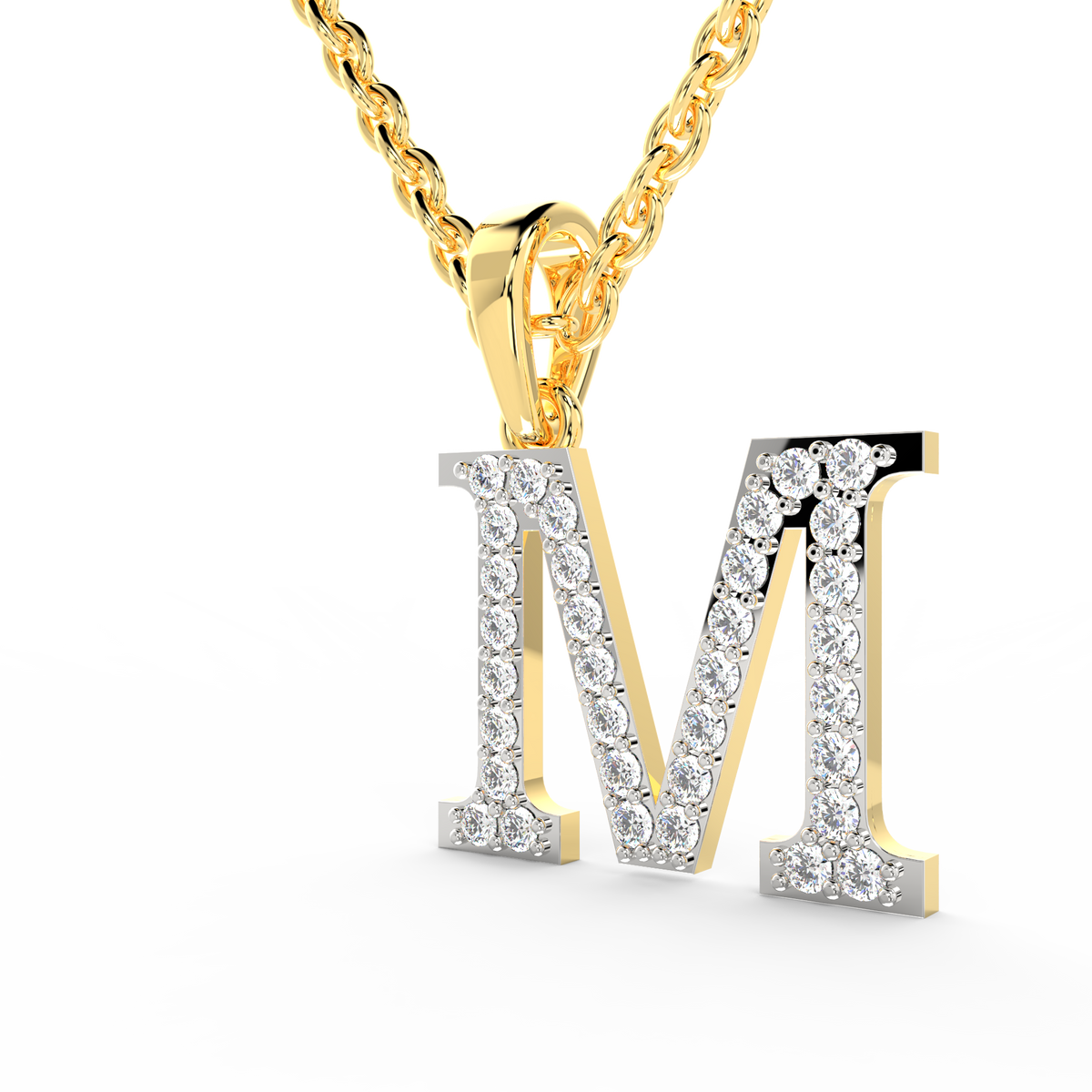SPARQ Initial M Lab Grown Diamond Yellow Gold Plated Pendant