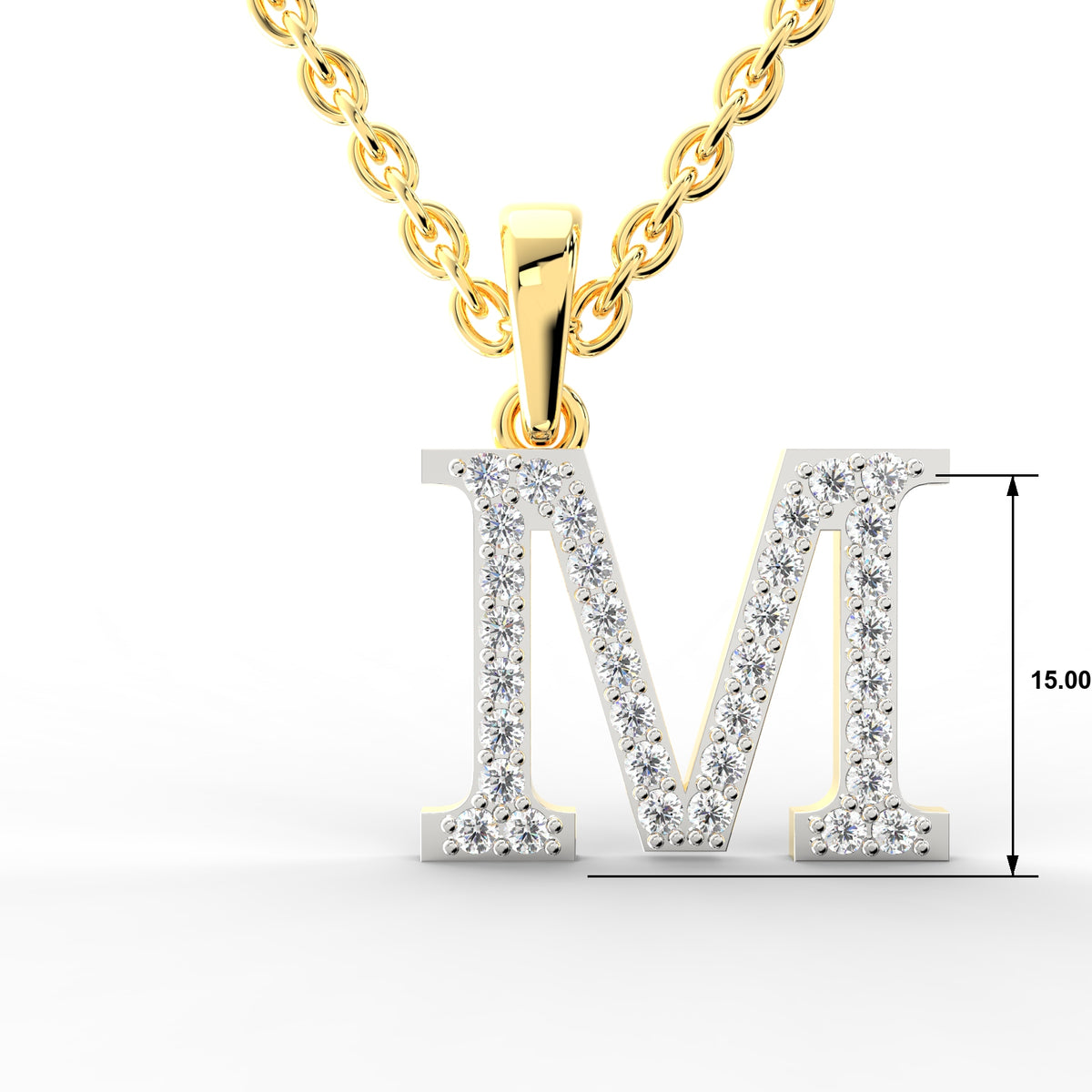 SPARQ Initial M Lab Grown Diamond Yellow Gold Plated Pendant