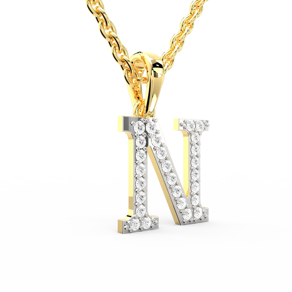 SPARQ Initial N Lab Grown Diamond Yellow Gold Plated Pendant
