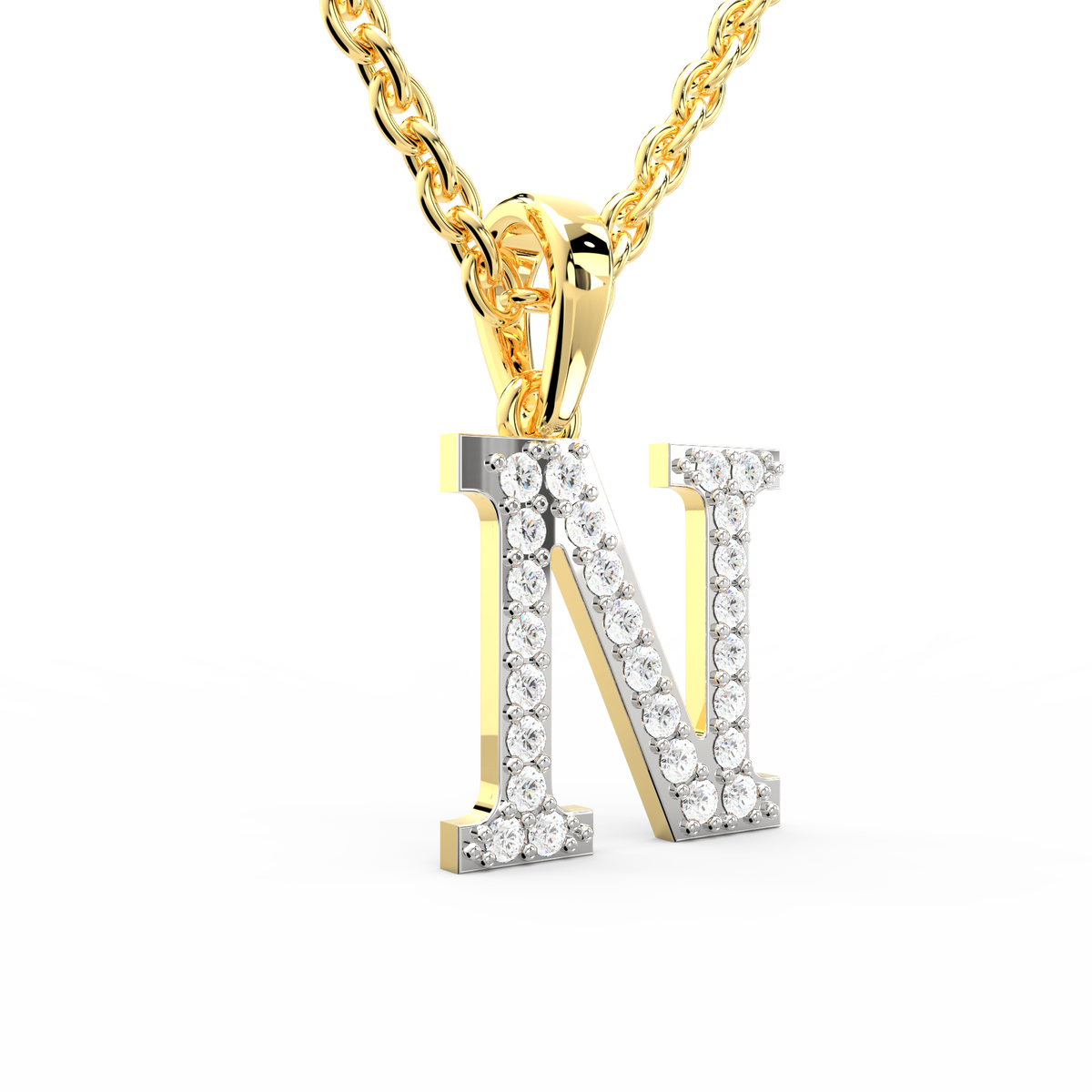 SPARQ Initial N Lab Grown Diamond Yellow Gold Plated Pendant