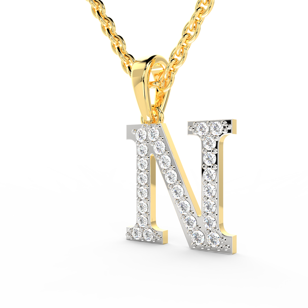 SPARQ Initial N Lab Grown Diamond Yellow Gold Plated Pendant